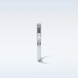 0.42 TCW Half Eternity Wedding Band Featuring Baguette & Round Moissanite