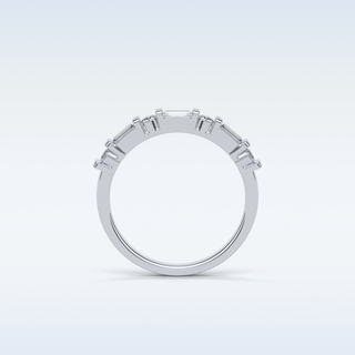 0.42 TCW Half Eternity Wedding Band Featuring Baguette & Round Moissanite