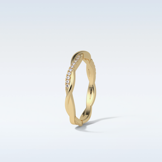 0.16 TCW Twisted Wedding Band Featuring Round Moissanite