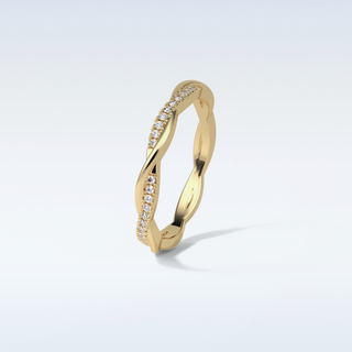 0.16 TCW Twisted Wedding Band Featuring Round Moissanite