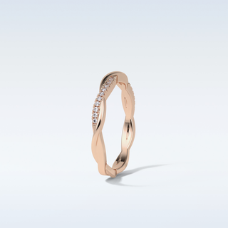 0.16 TCW Twisted Wedding Band Featuring Round Moissanite