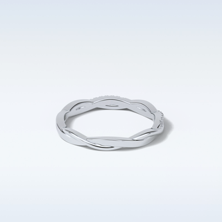 0.16 TCW Twisted Wedding Band Featuring Round Moissanite