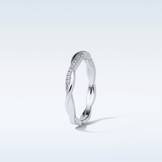 0.16 TCW Twisted Wedding Band Featuring Round Moissanite