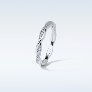 0.16 TCW Twisted Wedding Band Featuring Round Moissanite