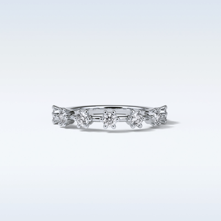0.49 TCW Dainty Wedding Band Featuring Round Moissanite