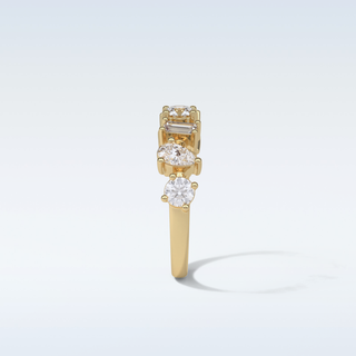 1.4 TCW Half Eternity Wedding Band Featuring Pear, Round & Baguette Moissanite