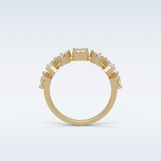 1.4 TCW Half Eternity Wedding Band Featuring Pear, Round & Baguette Moissanite