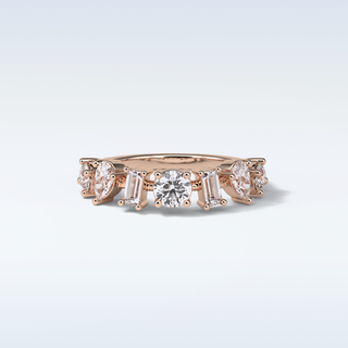 1.4 TCW Half Eternity Wedding Band Featuring Pear, Round & Baguette Moissanite