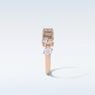 1.4 TCW Half Eternity Wedding Band Featuring Pear, Round & Baguette Moissanite