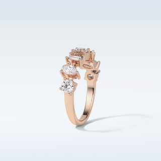 1.4 TCW Half Eternity Wedding Band Featuring Pear, Round & Baguette Moissanite