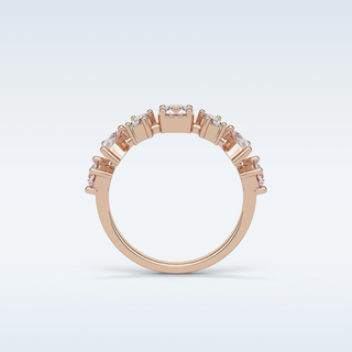 1.4 TCW Half Eternity Wedding Band Featuring Pear, Round & Baguette Moissanite