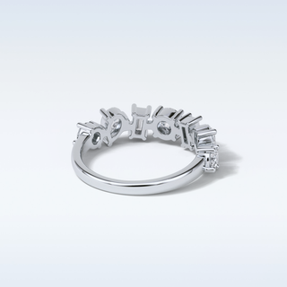 1.4 TCW Half Eternity Wedding Band Featuring Pear, Round & Baguette Moissanite