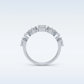 1.4 TCW Half Eternity Wedding Band Featuring Pear, Round & Baguette Moissanite