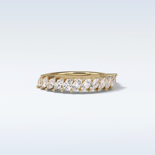 0.78 TCW Half Eternity Wedding Band Featuring Marquise Moissanite