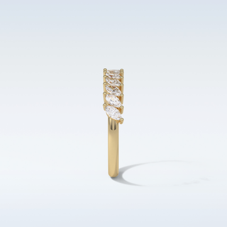0.78 TCW Half Eternity Wedding Band Featuring Marquise Moissanite