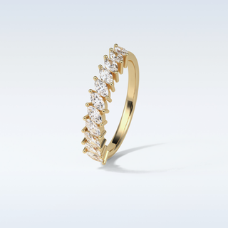 0.78 TCW Half Eternity Wedding Band Featuring Marquise Moissanite
