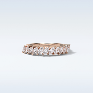 0.78 TCW Half Eternity Wedding Band Featuring Marquise Moissanite