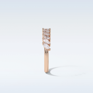 0.78 TCW Half Eternity Wedding Band Featuring Marquise Moissanite