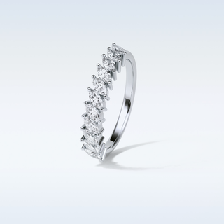 0.78 TCW Half Eternity Wedding Band Featuring Marquise Moissanite