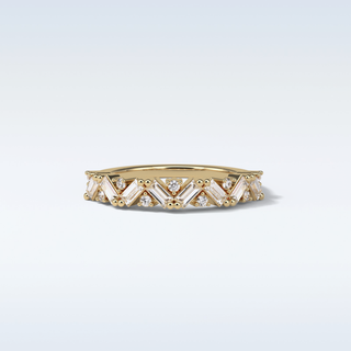 0.44 TCW Half Eternity Wedding Band Featuring Baguette And Round Moissanite