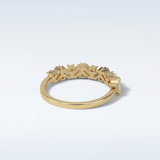 0.44 TCW Half Eternity Wedding Band Featuring Baguette And Round Moissanite