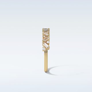 0.44 TCW Half Eternity Wedding Band Featuring Baguette And Round Moissanite