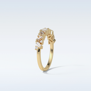 0.44 TCW Half Eternity Wedding Band Featuring Baguette And Round Moissanite