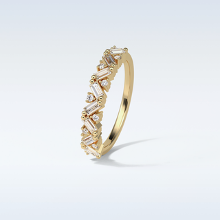 0.44 TCW Half Eternity Wedding Band Featuring Baguette And Round Moissanite
