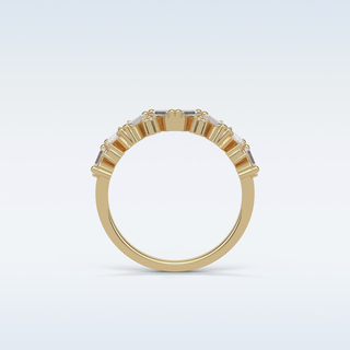 0.44 TCW Half Eternity Wedding Band Featuring Baguette And Round Moissanite