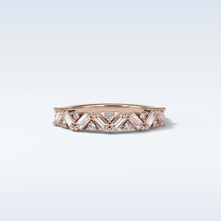 0.44 TCW Half Eternity Wedding Band Featuring Baguette And Round Moissanite