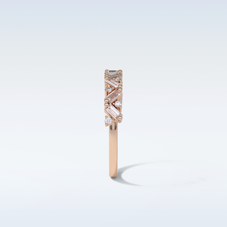 0.44 TCW Half Eternity Wedding Band Featuring Baguette And Round Moissanite