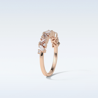 0.44 TCW Half Eternity Wedding Band Featuring Baguette And Round Moissanite