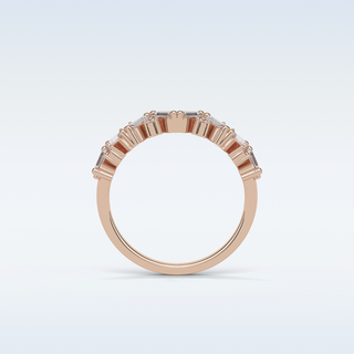 0.44 TCW Half Eternity Wedding Band Featuring Baguette And Round Moissanite