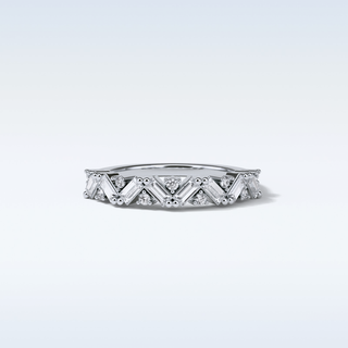 0.44 TCW Half Eternity Wedding Band Featuring Baguette And Round Moissanite
