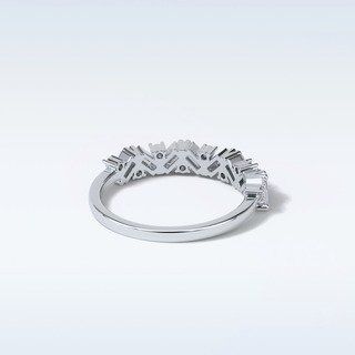 0.44 TCW Half Eternity Wedding Band Featuring Baguette And Round Moissanite