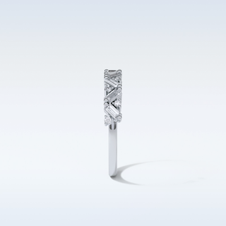 0.44 TCW Half Eternity Wedding Band Featuring Baguette And Round Moissanite