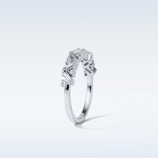 0.44 TCW Half Eternity Wedding Band Featuring Baguette And Round Moissanite