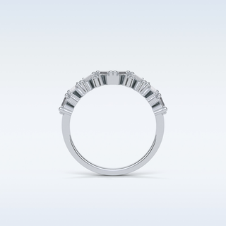 0.44 TCW Half Eternity Wedding Band Featuring Baguette And Round Moissanite