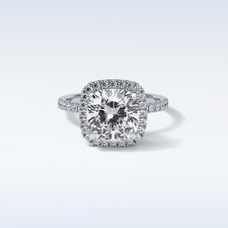 3.0 CT Halo Engagement Ring Featuring Cushion Moissanite