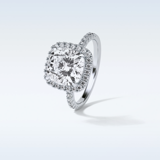 3.0 CT Halo Engagement Ring Featuring Cushion Moissanite