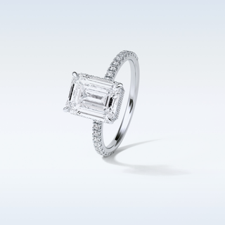 2.30 CT Hidden Halo Engagement Ring Featuring Emerald Moissanite