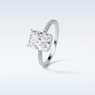 2.43 CT Hidden Halo Engagement Ring Featuring Radiant Moissanite