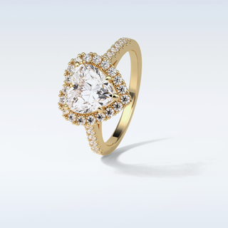 2.0 CT Halo Engagement Ring Featuring Heart Moissanite