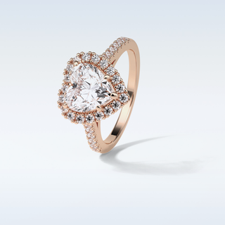 2.0 CT Halo Engagement Ring Featuring Heart Moissanite