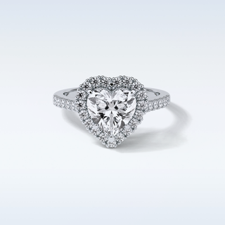 2.0 CT Halo Engagement Ring Featuring Heart Moissanite