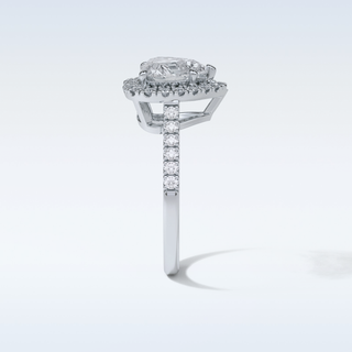 2.0 CT Halo Engagement Ring Featuring Heart Moissanite