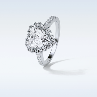 2.0 CT Halo Engagement Ring Featuring Heart Moissanite