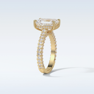 3.24 CT Hidden Halo Engagement Ring Featuring Emerald Moissanite