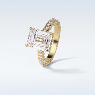 3.24 CT Hidden Halo Engagement Ring Featuring Emerald Moissanite