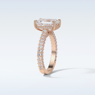 3.24 CT Hidden Halo Engagement Ring Featuring Emerald Moissanite